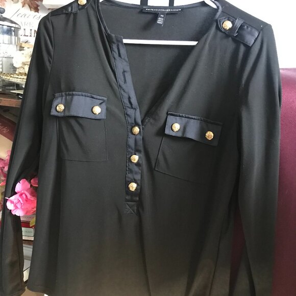 White House Black Market brand black top with gold buttons - Picture 1 of 2